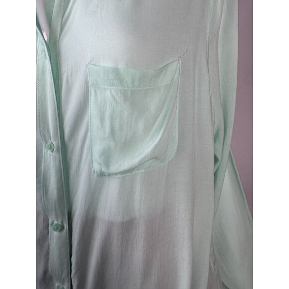 Old Navy Womens Mint Green Long Sleeve Button-Up Shirt Lightweight Rayon Size XL - Picture 7 of 16